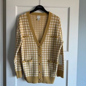 Joie Mustard Checkered Cardigan